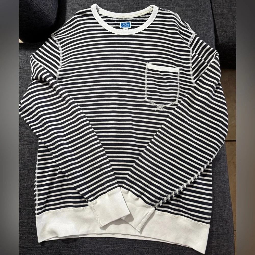 J.Crew Lightweight Sunfaded French Terry Sweatshirt in Stripe Size XL